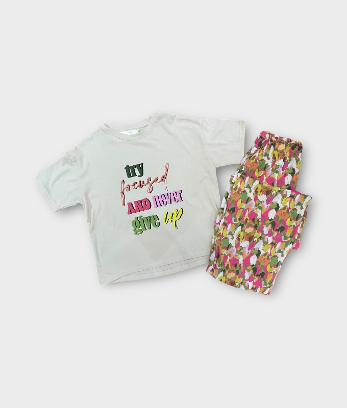 Kız Çocuk Tshirt-Pantolon Tiril Takım
