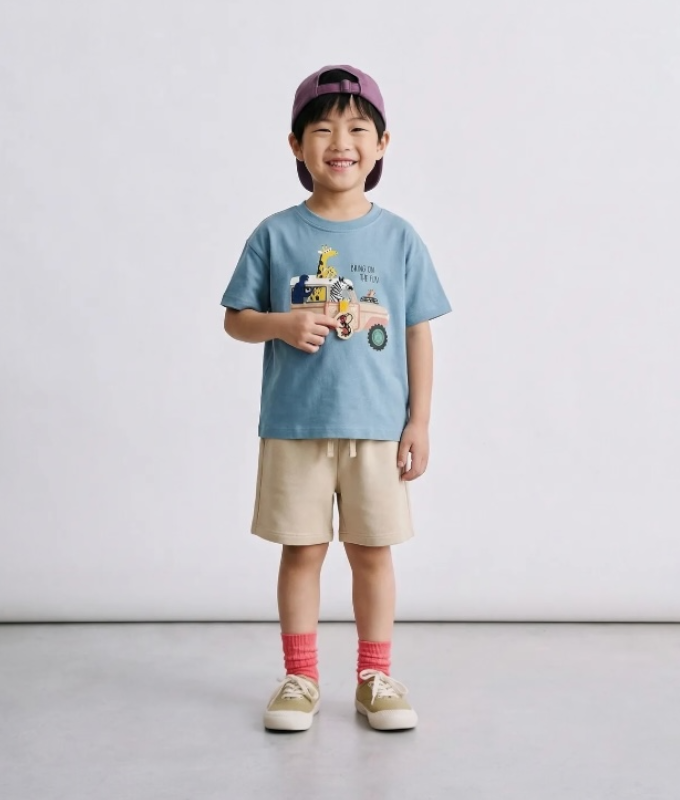 Erkek Çocuk Yazlık Alt Üst Şort Tshirt Takım / 6-7 Yaş